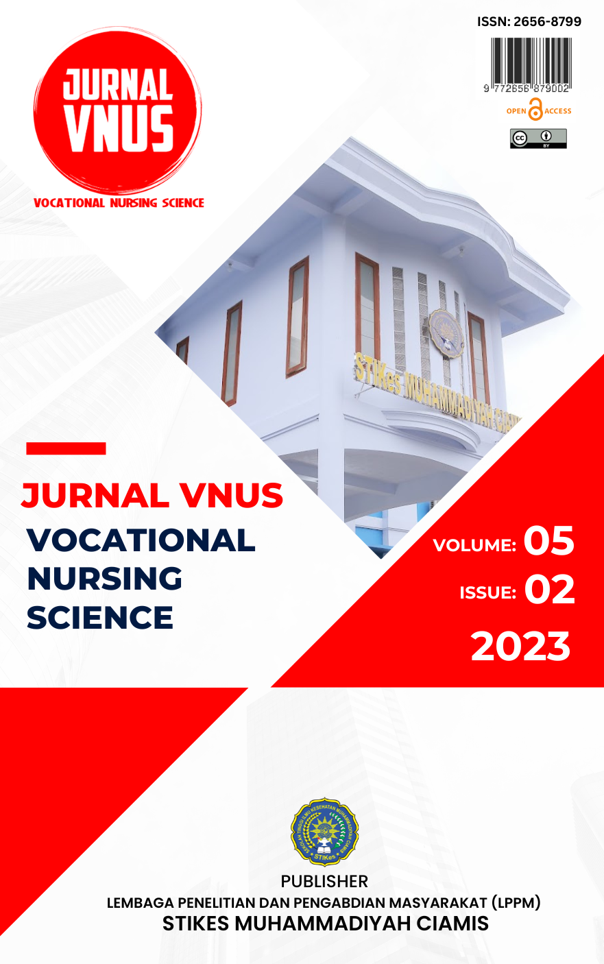 					View Vol. 5 No. 2 (2023): JURNAL VNUS (Vocational Nursing Science)
				