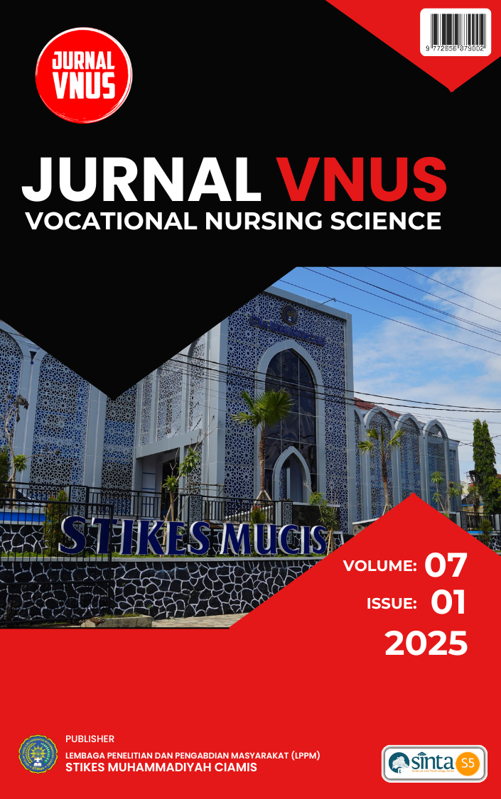 					View Vol. 7 No. 1 (2025): JURNAL VNUS (Vocational Nursing Science)
				
